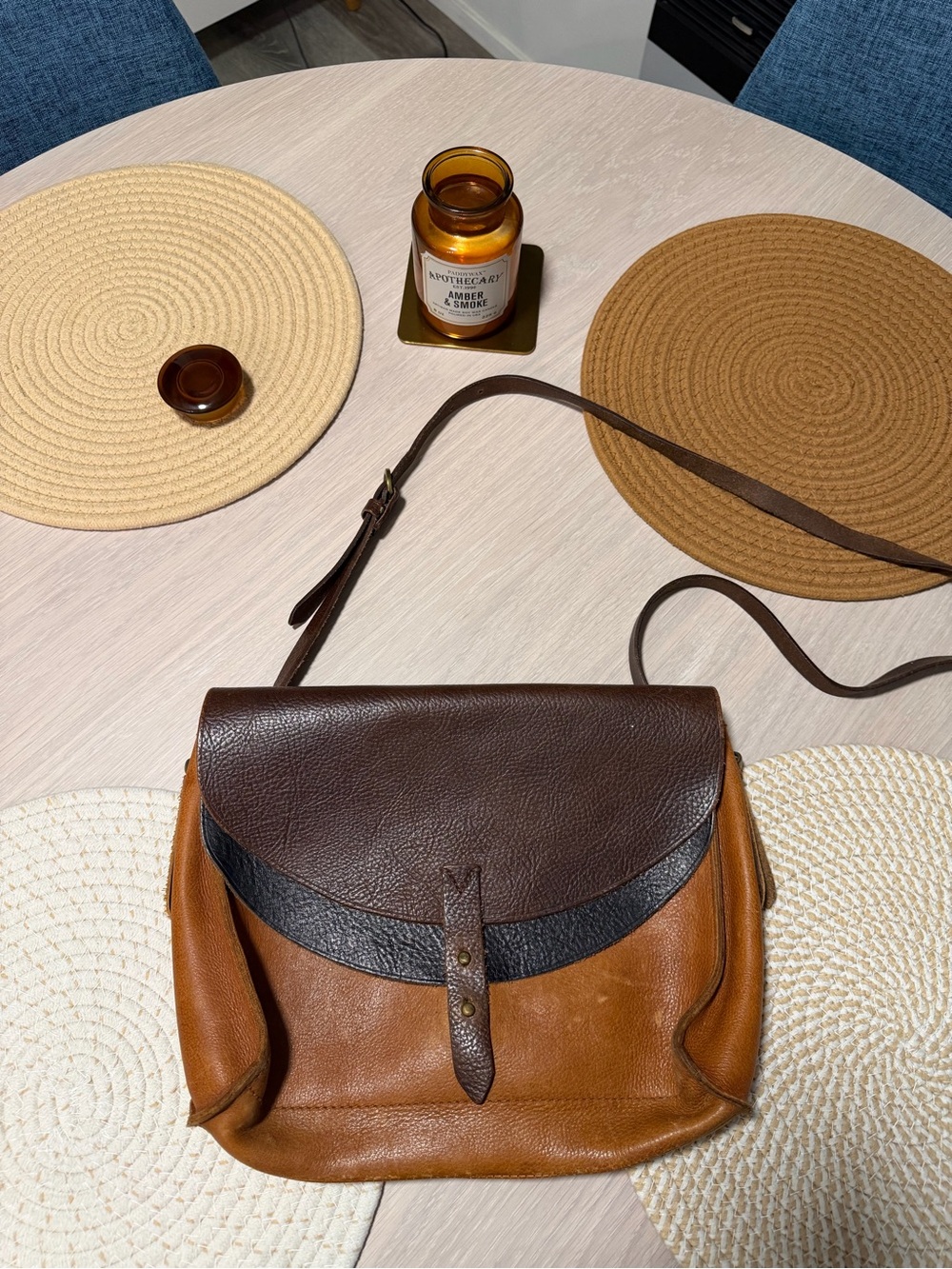 MADEWELL Two-Tone Brown Leather Crossbody Bag